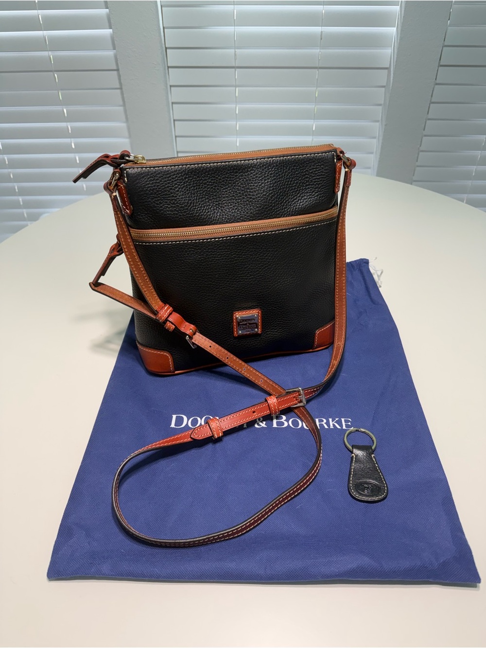 Dooney & Bourke Pebble Grain Leather Crossbody with Key Fob in Black